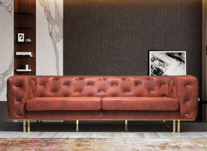 Chesterfield Textile Fabric Sofa Noble Design Classic Furniture brown 3 Seat