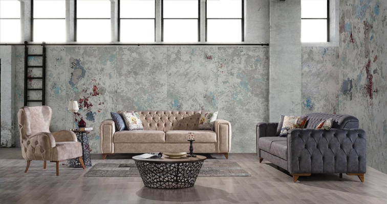 Three Seater Sofa 3 Seater Sofas Armchair Fabric Couch Furniture Textile Color Gray