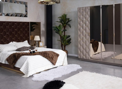 Double bed 2 Bedside tables Wardrobe Bedroom furniture set 4 pieces.