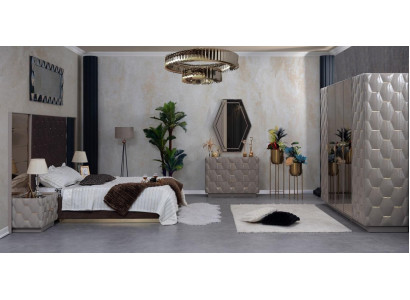 Bedroom Bed Bedside table Wardrobe Chest of drawers Mirror 6pcs