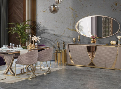 Dining room Set Suite Table 6x Chair Chest of drawers Mirror Modern 9pcs