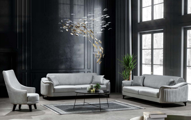 Couches Upholstery Sofa 3 Seater Three Seater Fabric Sofa Living room Gray