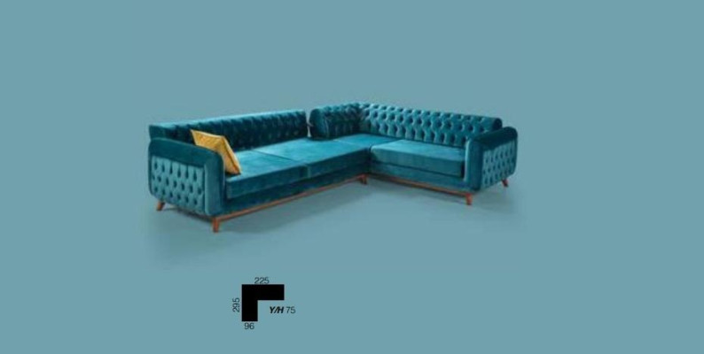 Chesterfield Corner sofa Turkis Textile Couch Fabric sofa Corner suite Sofa new
