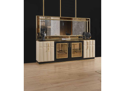 Chest of drawers xxl Sideboard with Mirror Sideboards Wood Chests of drawers Furniture 2 pcs
