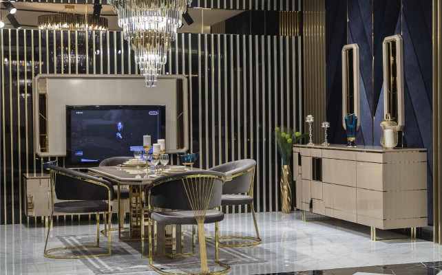 High gloss Chest of drawers xxl Sideboard with Mirror Sideboards Wood Chests of drawers Furniture 2pcs