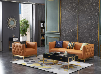 Classic Sofa Couch Upholstery 3+1 Seater Couches Leather Seat Suite