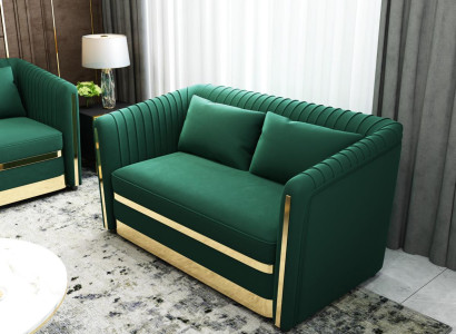 Green Designer Sofa Couch Upholstery xxl 2 Seater Big Sofas Couches Textile Leather
