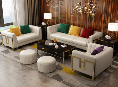 Leather Sofa Couch Sofa Sets 3+2+1 Seater Design Suite Modern Sofa