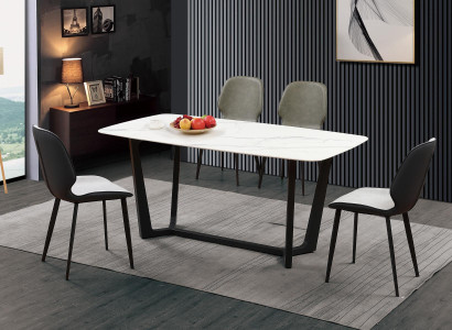 Luxury Table stainless steel Marble Imitation Stone Decorative Dining table Dining room Tables