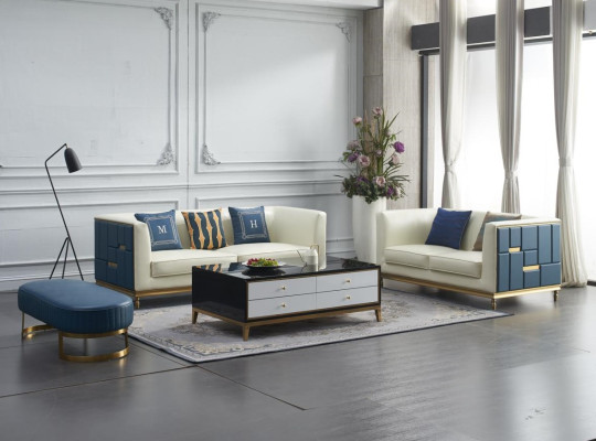 Sofa set 3+2 Seater Side table Coffee table Stool 4 pieces. Living room
