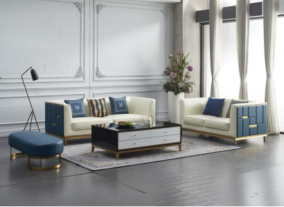 Sofa set 3+2 Seater Side table Coffee table Stool 4 pieces. Living room