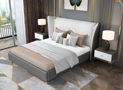 Luxury Bedroom Bed Bedside table Chest of drawers 3 pcs. Set of design beds