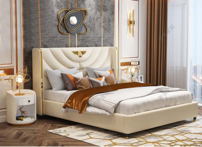 Bedroom Bed Bedside tables 3 pcs. Set Design Luxury Beds Wood Double bed new