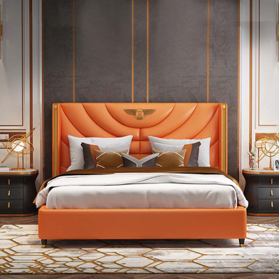 Wood Design Bed Double Luxury Marriage Hotel Modern Frame Sleep Room