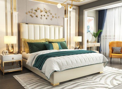 Luxury Bedroom Furniture Bed 2x Bedside table Set Beds Hotel Furniture 3pcs.
