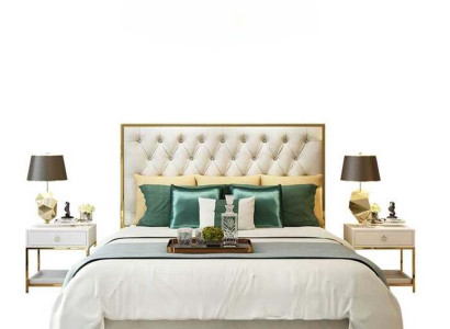 Classic r English Style Bed Double Textile Chesterfield Beds 180x200cm
