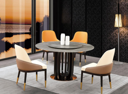 Round Table Luxury Round Tables Dining room Furniture Columns Base Stone Look