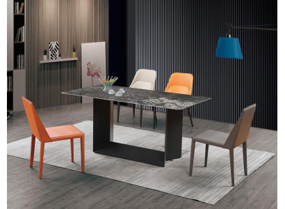 Table Dining room Suite Dining table Chair Set 5pcs. Leather stainless steel chairs