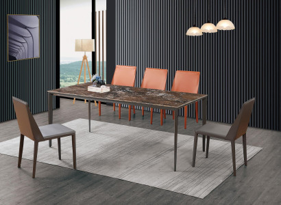 Luxury Dining table - Table Dining room Furniture Metal Marble Look Design Table