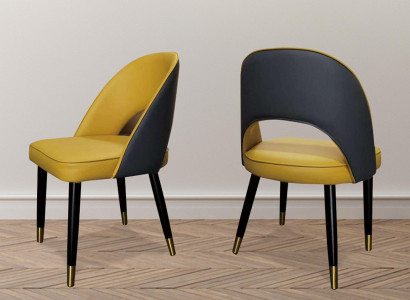 Armchair Chair 1x Dining room TV Seat Modern Upholstered Chair Yellow