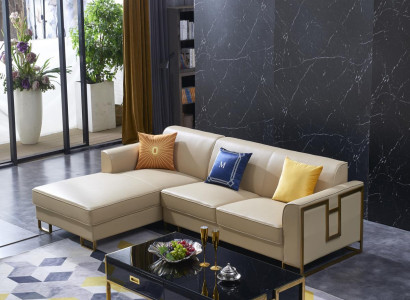 Luxury Design Corner Sofa Couch Upholstery Seat Leather Suite Living Landscape Italy