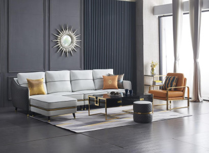 Living landscape Corner sofa L-shape Decorative Armchair Set Suite Modern Sofa Leather