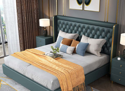 Bedroom Bed Bedside tables 3 pcs. Set Design Decorative Luxury Beds Leather
