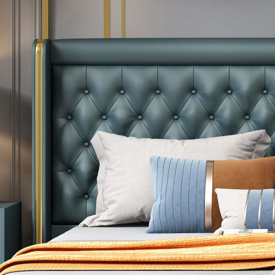 Bedroom Bed Bedside tables 3 pcs. Set Design Decorative Luxury Beds Leather
