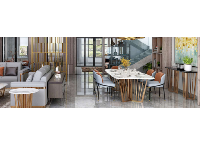 Dining room Living room stainless steel Design Tables 180x90cm Luxury Furniture Dining table Table