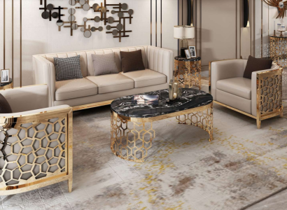Design Upholstery Sofas Leather Relax Modern new Beige Seating Set 3+1+1 Seater