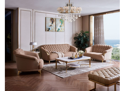 Chesterfield Design Sofa Couch Upholstery Seat Suite 3+2+1 Leather Luxury