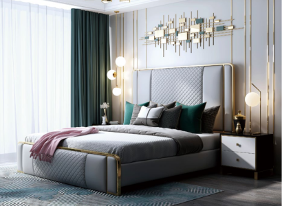 Designer Double bed Bed Hotel Luxury Bedroom 140/160x200cm Leather