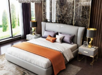 Luxury Bedroom Designer Double bed Bed Hotel 180/200x200cm Leather