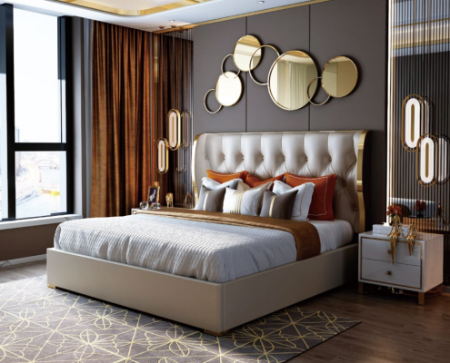 Designer Double bed Bed Hotel Luxury Bedroom 180/200x200cm Leather