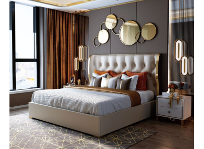 Designer Double bed Bed Hotel Luxury Bedroom 180/200x200cm Leather