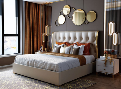Designer Double bed Bed Hotel Luxury Bedroom 180/200x200cm Leather
