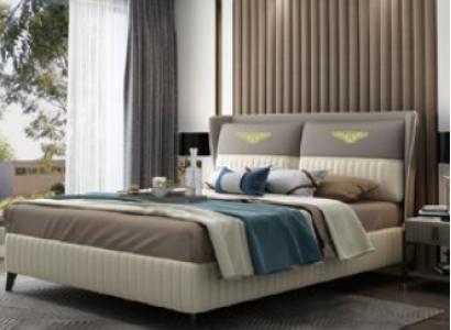 Designer Double bed Bed Hotel Luxury Bedroom 150/180x200cm Leather new