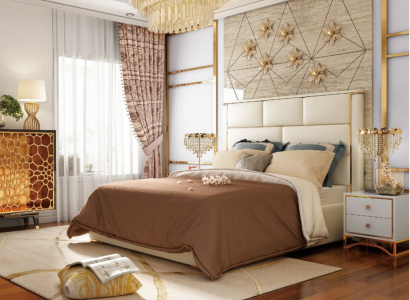 Designer Double Bed Hotel Luxury Bedroom 180x200cm Leather Metal
