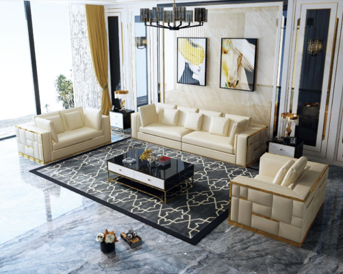 Design Sofa Couch Upholstery Seat Suite 3+2+1+ Chaise Longue Leather Luxury
