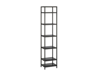 Shelf Glass Metal Standing Shelf in Modern Design in Black Living Room
