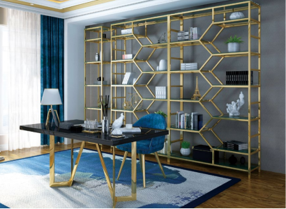 Luxury Office Set Group stainless steel Metal Table Wardrobe 5pcs. Suite Office