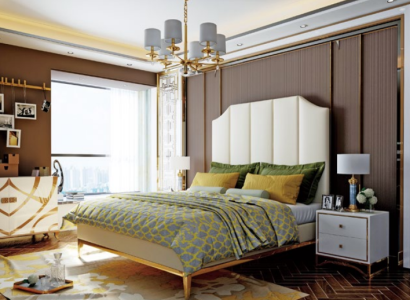 Bed Upholstery Decorative Design Luxury Double Hotel Beds Sleep Room Leather