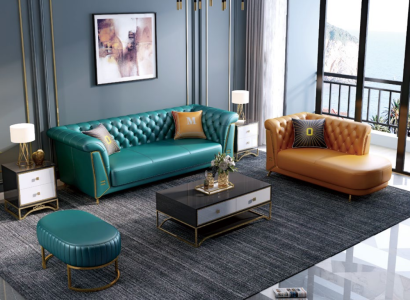 Modern Colorful Suite Sofa Leather Couch 4 Seater Chaise Lounge Lounger