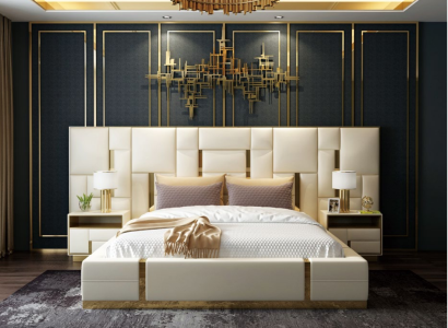 Hotel Bed Luxury Design Beds Upholstery Decoration Metal Leather Bedroom XXL