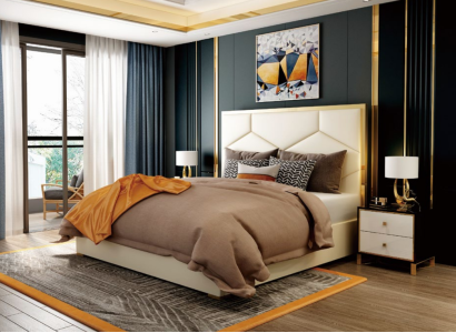 Bed Decoration Upholstery Design Luxury Double Hotel Beds Sleep Room Leather