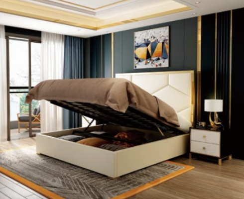 Bed Decoration Upholstery Design Luxury Double Hotel Beds Sleep Room Leather