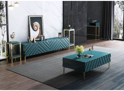 Sideboard 2x side stands coffee table designer living room metal