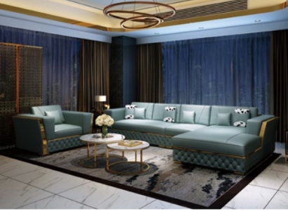 Living landscape Corner sofa L-shape Armchair Set Deko Suite Modern Sofa Leather