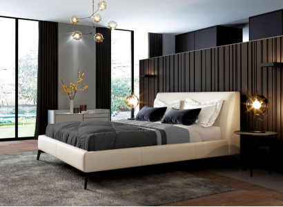 Double bed Beds Design Bed Leather Upholstery Bedroom Marriage Italian