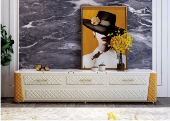 Sideboard TV Lowboard TV cabinet XXL Wardrobe Table Living room Wood Marble